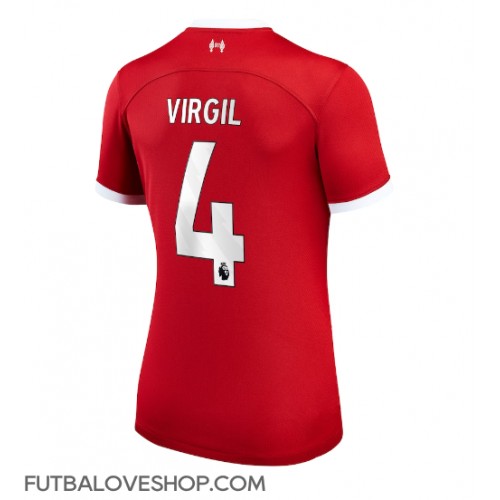 Dres Liverpool Virgil van Dijk #4 Domáci pre Ženy 2023-24 Krátky Rukáv